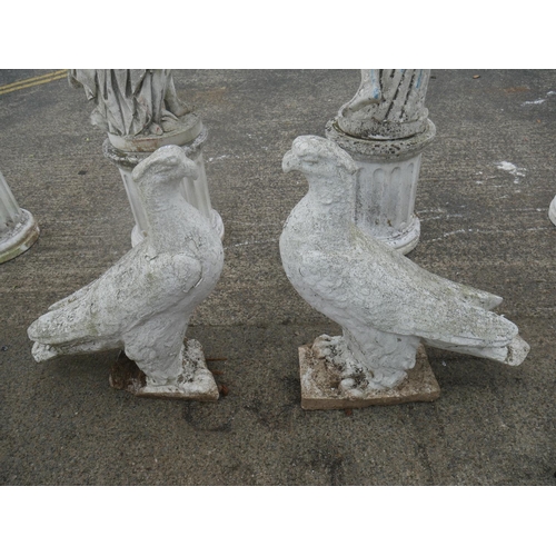 119 - PAIR OF CONCRETE EAGLES - SLIGHT DAMAGE ON BASE OF ONE