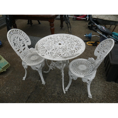 125 - METAL PATIO TABLE & 2 CHAIRS