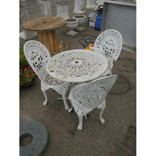 85 - METAL GARDEN TABLE & 4 CHAIRS