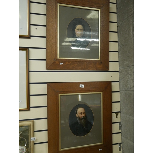 454 - PAIR OF 19TH C. OAK FRAMED PORTRAITS