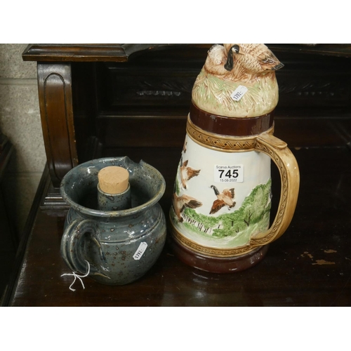 745 - 2 POTTERY JUGS