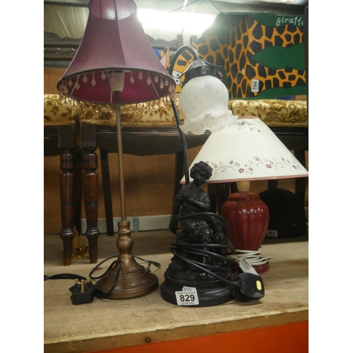 829 - TABLE LAMPS & VASE