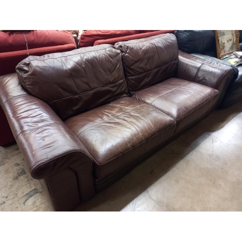 627 - LEATHER SETTEE