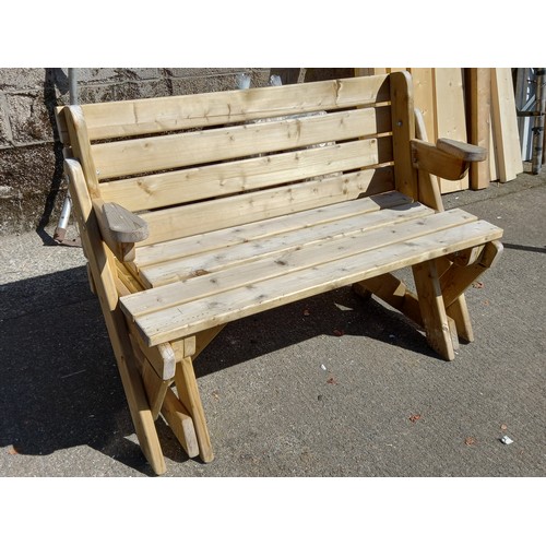 127 - PICNIC BENCH THAT FOLDS INTO GARDEN SEAT