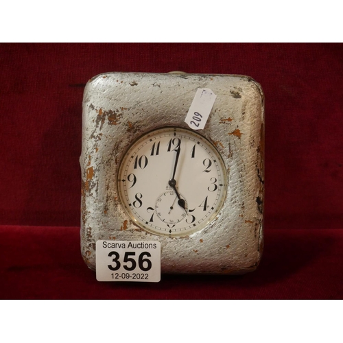 356 - OLD TRAVEL CLOCK IN CASE