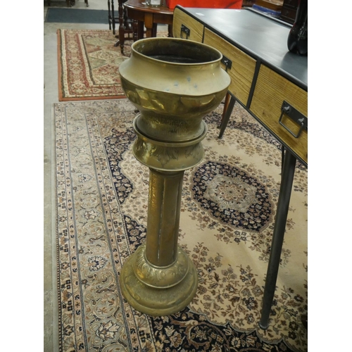 389 - BRASS JARDINIERE & STAND