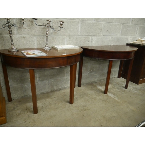 420 - PAIR OF GEORGIAN MAHOGANY D-END CONSOLE TABLES