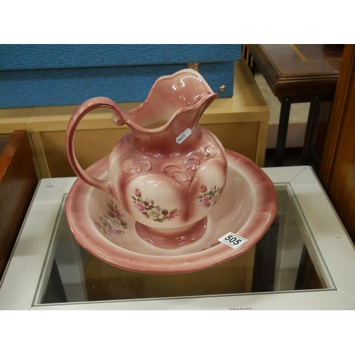 505 - STAFFORDSHIRE JUG & BOWL