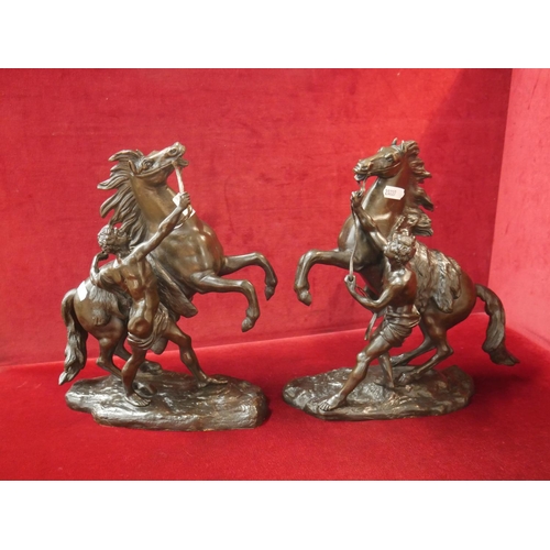 286 - PAIR OF VICTORIAN BRONZE MARLEY HORSES