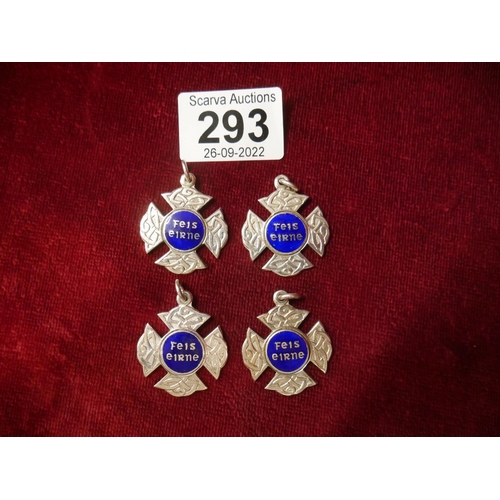 293 - 4 DUBLIN SILVER & ENAMEL MEDALS