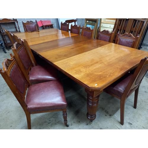 EDWARDIAN DINING TABLE WITH EXTRA LEAVES & MATCHING SET OF 12 EDWARDIAN