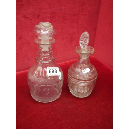 688 - 2 ANTIQUE DECANTERS