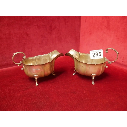 295 - PAIR OF HALLMARKED SILVER CREAM JUGS BY MAPPIN & WEBB 195grms