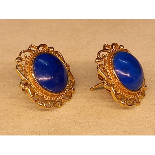 344 - PAIR OF 9CT BLUE STONE EARRINGS