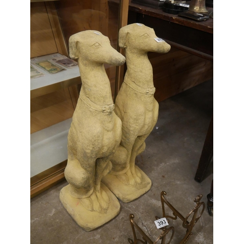 392 - PAIR OF CONCRETE WHIPPETS