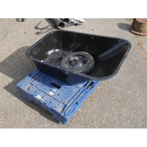 64 - DUMMY TROLLEY PLUS WHEELBARROW BODY & WHEEL