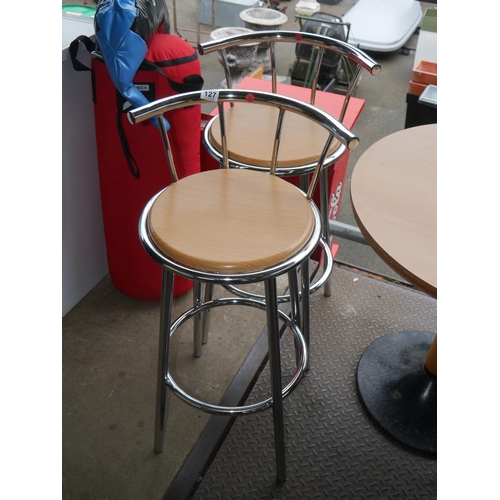 127 - 2 CHROME HIGH STOOLS - SOME RUST