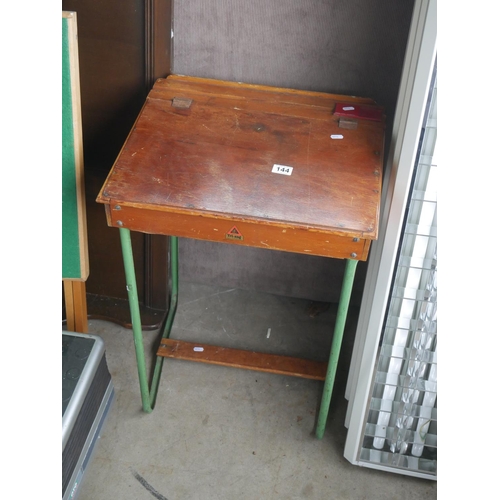 144 - SCHOOL DESK WITH INK WELL