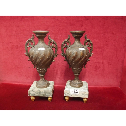 182 - 2 BRONZED URNS