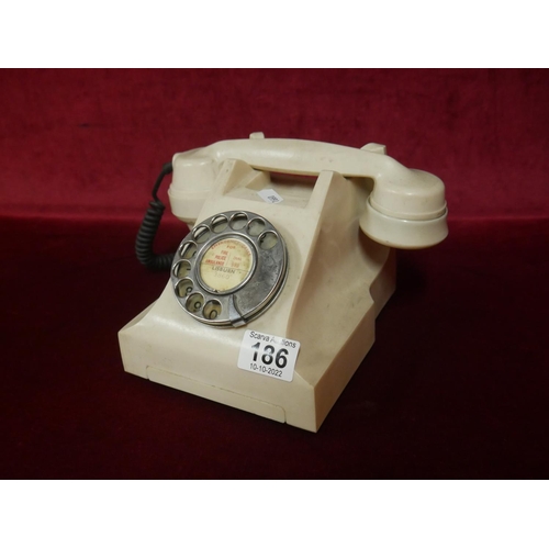 186 - WHITE VINTAGE TELEPHONE