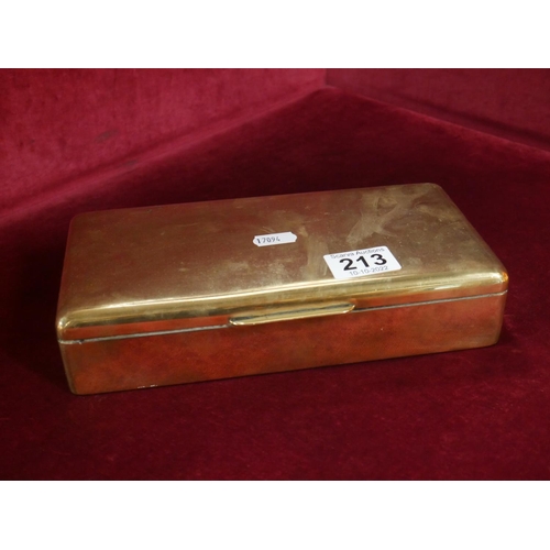 213 - BRASS ENGINE TURNED CIGAR BOX