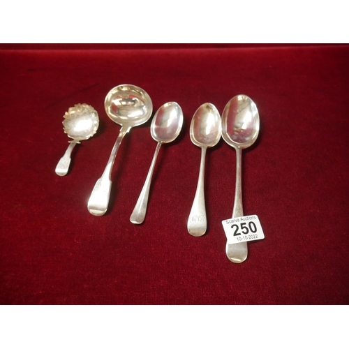 250 - SELECTION OF HALLMARKED SILVER SPOONS 250gms