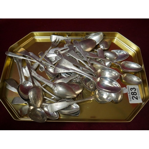 283 - LOT OF HALLMARKED SILVER TEASPOONS 655gms