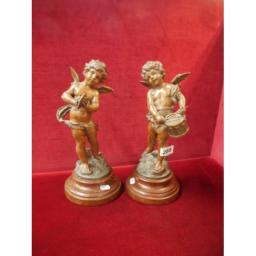 288 - PAIR OF ANTIQUE BRONZED FIGURES