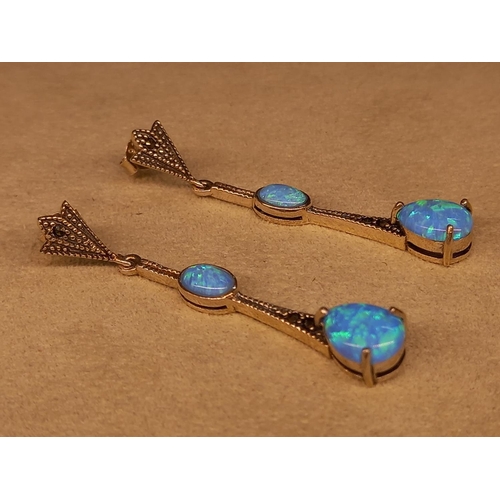 306 - SILVER & MARCASITE OPAL EARRINGS