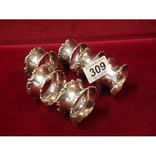 309 - SET OF 6 SILVER NAPKIN RINGS BIRMINGHAM 1912