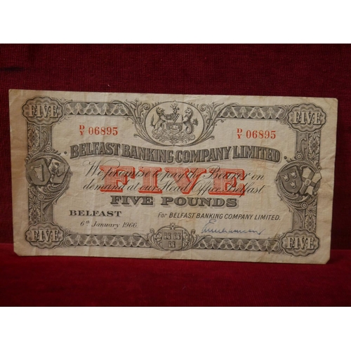 327 - BELFAST BANKING CO. £5 NOTE 1966