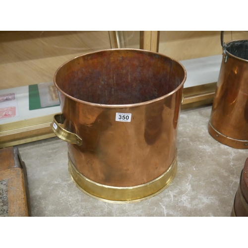 350 - LARGE BRASS & COPPER LOG BUCKET