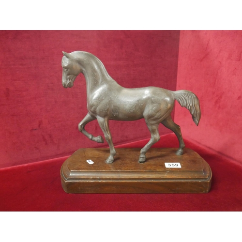 359 - ANTIQUE BRONZE HORSE ON PLAQUE