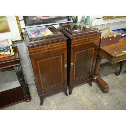 410 - PAIR OF GEORGIAN INLAID PEDESTAL CABINETS