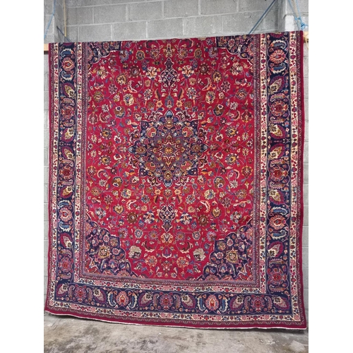 462 - PERSIAN HAND WOVEN RED TRANDITIONAL DESIGN RUG 4 mtrs x 3 mtrs