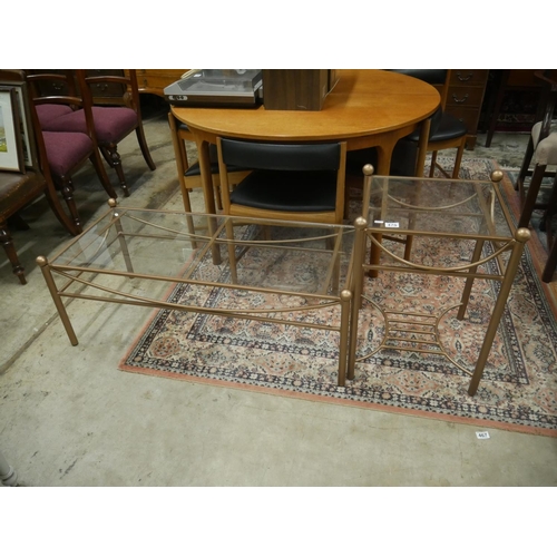 470 - 2 GLASS TOP COFFEE TABLES