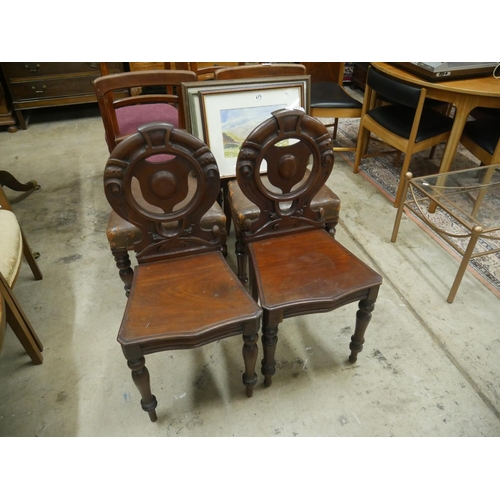 473 - PAIR OF VICTORIAN HALL CHAIRS