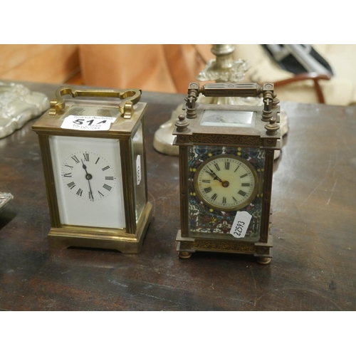 514 - 2 GLASS SIDED MANTLE CLOCKS