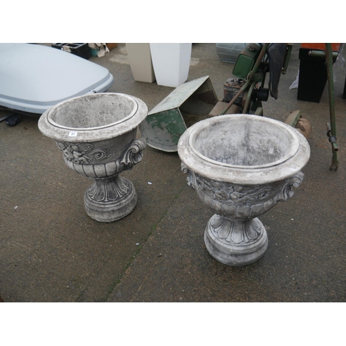 81 - PAIR OF LARGE CONCRETE PLANTERS