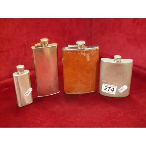 274 - SELECTION OF HIP FLASKS