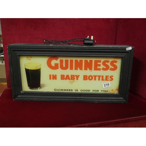 216 - VINTAGE GUINNESS LIGHT BOX SIGN