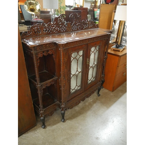 265 - VICTORIAN CARVED DISPLAY CABINET