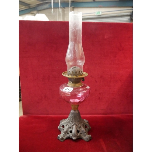 313 - VICTORIAN OIL LAMP WITH RUBY FONT