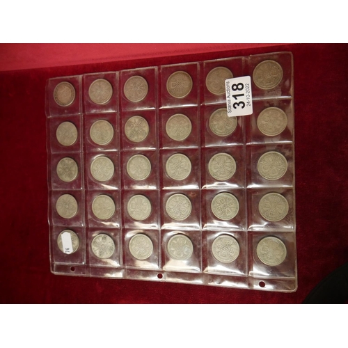 318 - SHEET OF PRE 47 COINS