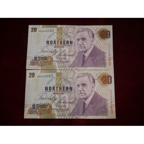 364 - 2 NORTHERN BANK £20 NOTES 1999