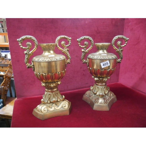 405 - PAIR OF ANTIQUE BRASS TOBY JUGS