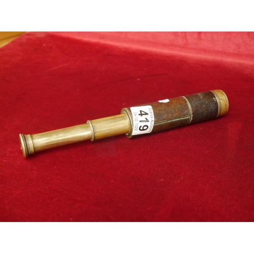 419 - BRASS & LEATHER TELESCOPE BY HARRIS & SONS LONDON