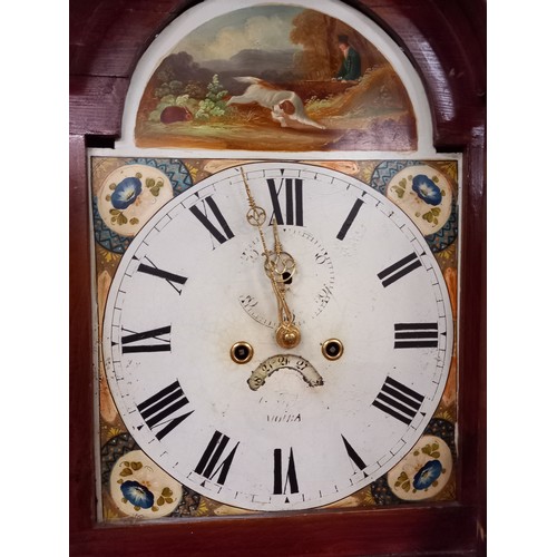 266 - 19TH C. GRANDFATHER CLOCK WITH WEIGHTS & PENDULUM FROM MOIRA