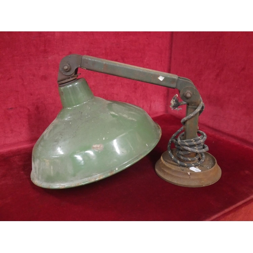 253 - VINTAGE MACHINISTS LAMP WITH ENAMEL SHADE