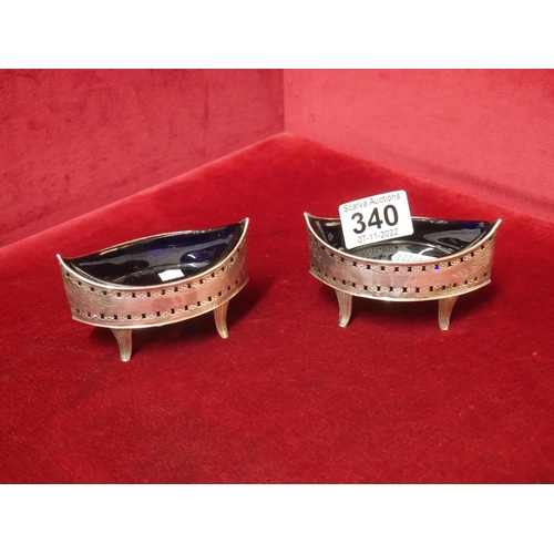 340 - PAIR OF GEORGIAN IRISH SILVER SALTS BY JOSEPH JACKSON